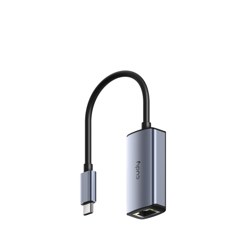 Hub USB CUDY UE25C, USB-C, 1 port, RJ-45, Gri