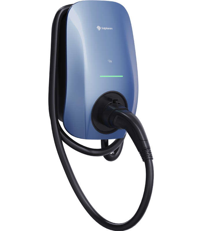 Solplanet EV Charger 7.4kW, RFID/NFC, WIFI+Bluethooth+RS485, Morandi Blue, 5M Cable+ETH