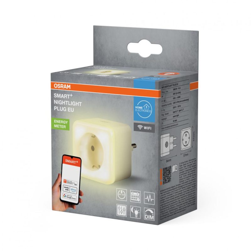 Priza inteligenta Osram Smart+ Wi-Fi, cu lumina de noapte, 16A,3680W,IP20,